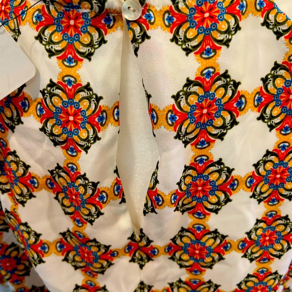 SOLD DR2 Large Beautiful Fall Color Pattern Dress, waist-Tie, Cold Shoulder NWT - Picture 4 of 13